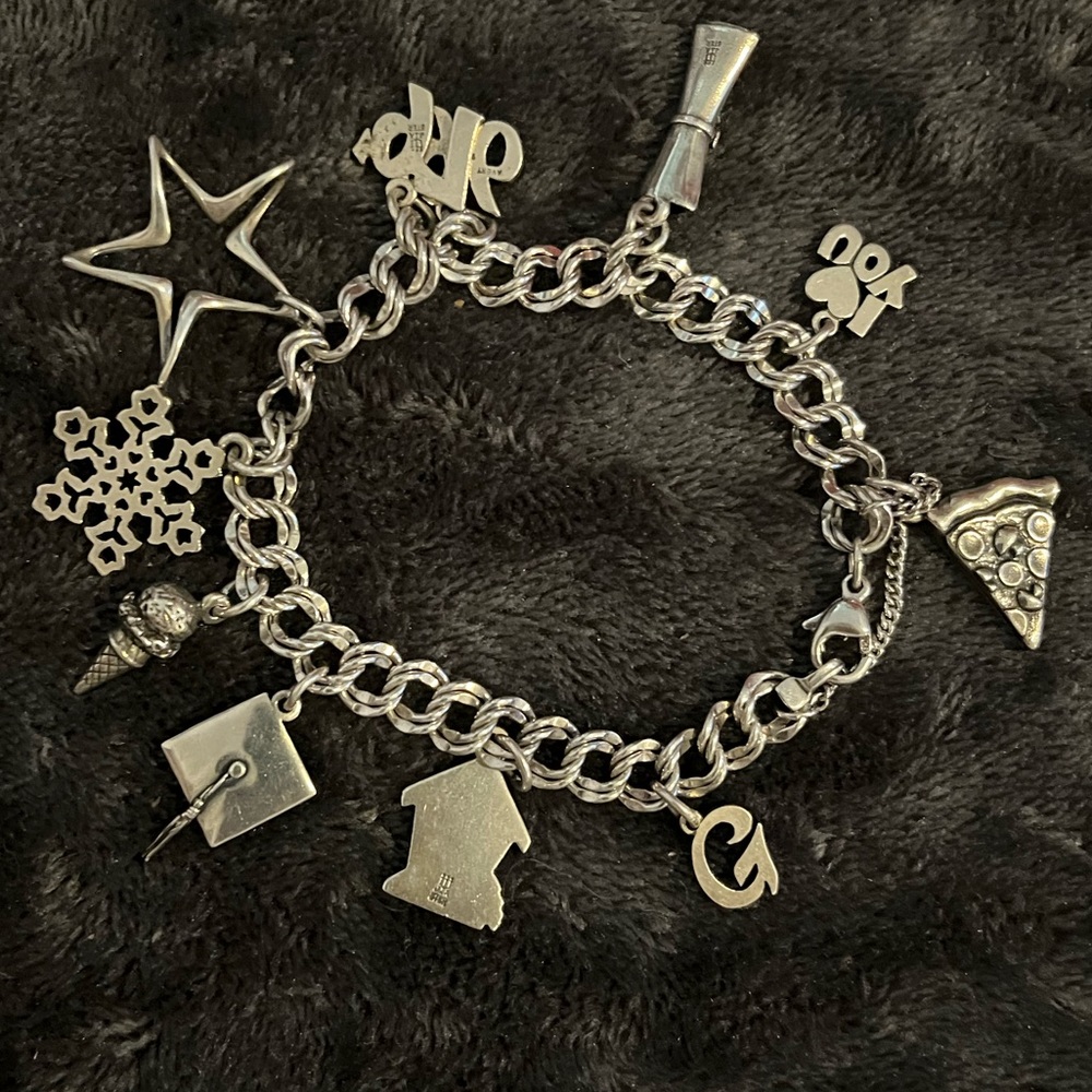 Silver Charm Bracelet with Unique Charms
